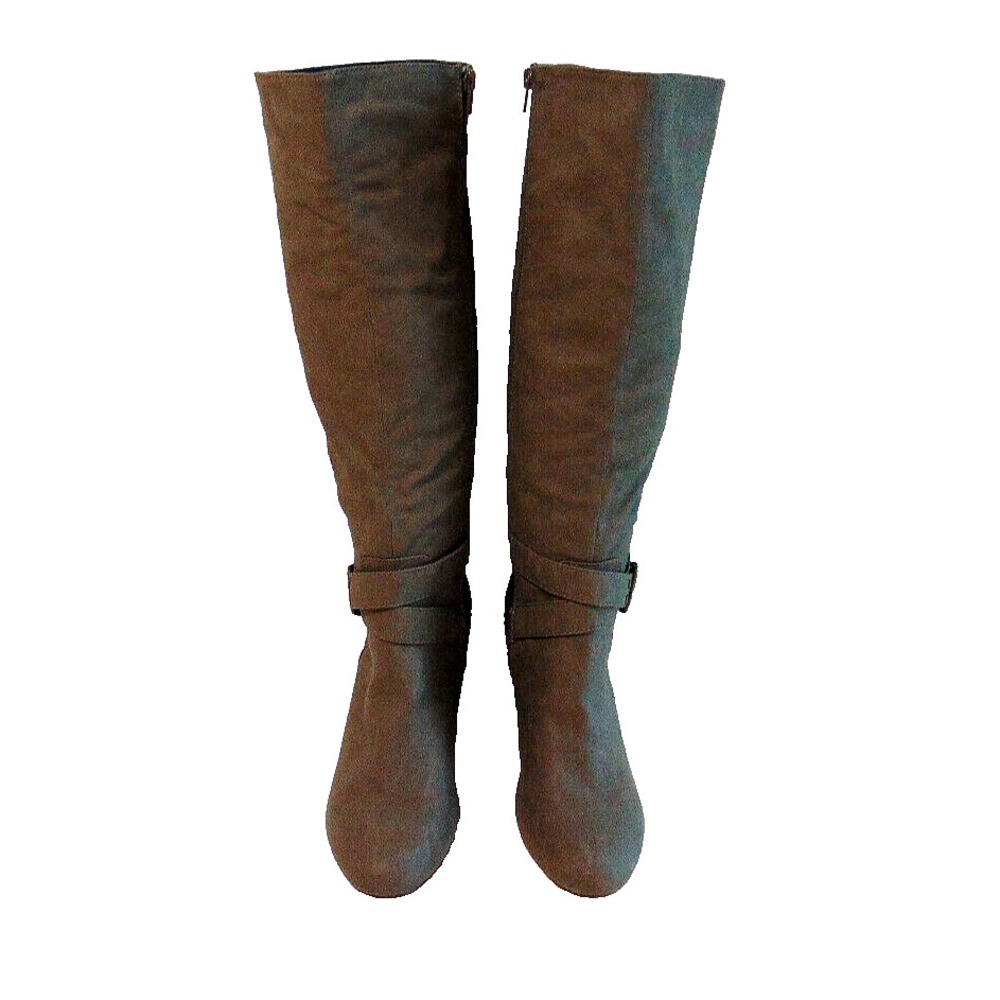 DooBallo Maisy Women's Boots Size 11 Gray Knee High Zipper Buckle Stitched